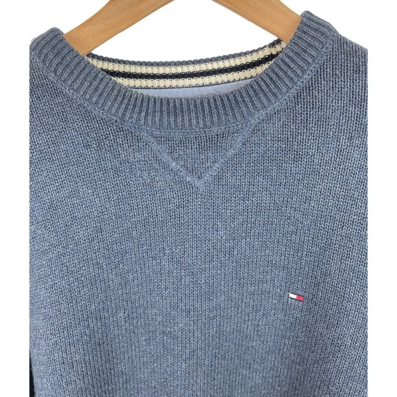 Vintage Tommy Hilfiger Men Size XL Blue Heavyweight Crewneck Long Sleeve Sweater - Picture 3 of 8